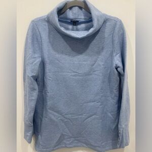 NWT Talbots Soft Cowl Neck Fleece Lined Pullover 3/4 Sleeve Beautiful Color Blue